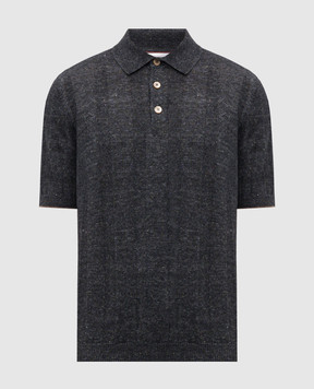 Brunello Cucinelli Поло серого цвета с леном в тканом узоре M2L707815