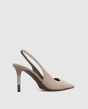 Brunello Cucinelli Бежеві замшеві слінгбеки MZSFC3256