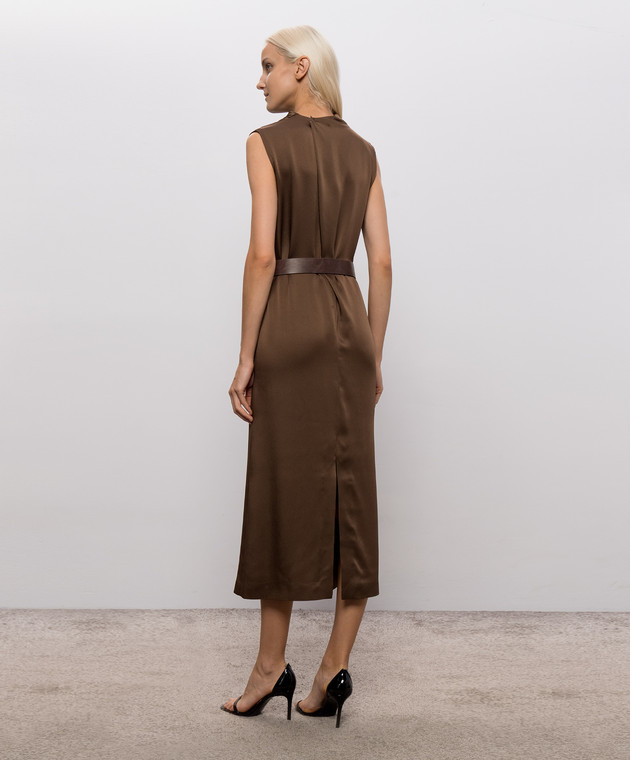 Brunello Cucinelli Коричневое платье миди M0H38A5519 изображение 3