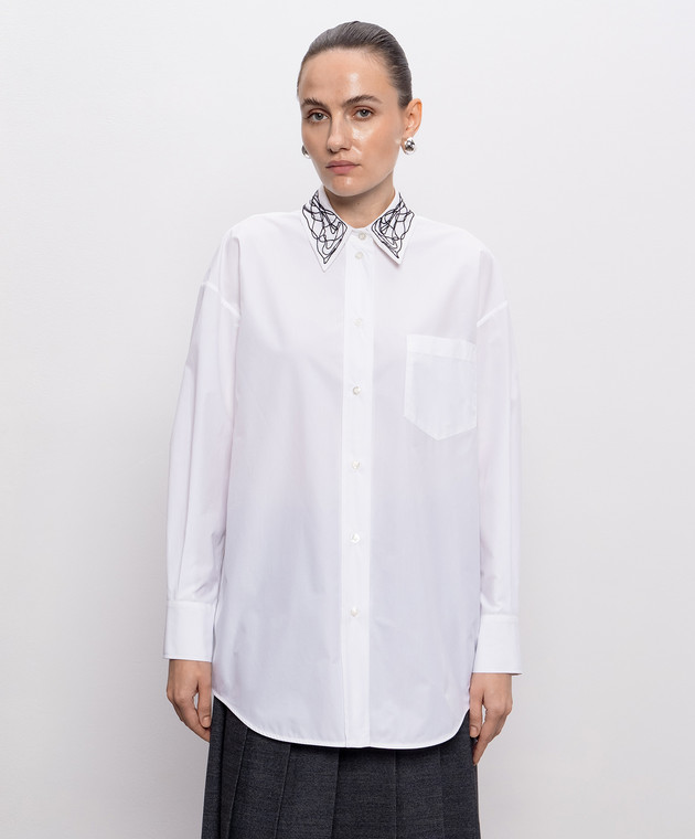Fabiana Filippi Белая рубашка с бусинами CAD216F416M269 изображение 3