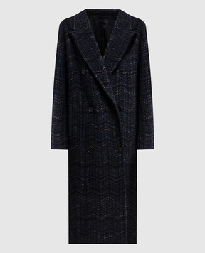 Missoni Голубое двубортное пальто с кашемиром DS26WC09BC006H