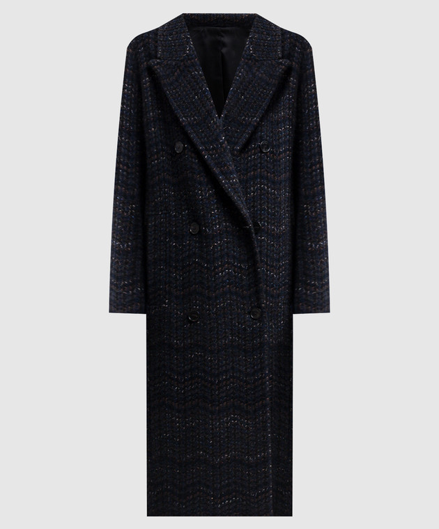 Missoni Голубое двубортное пальто с кашемиром DS26WC09BC006H
