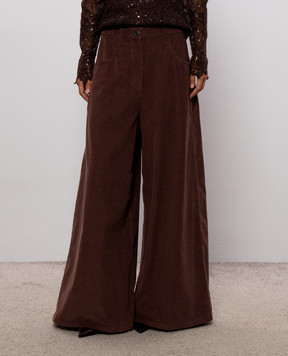 Brunello Cucinelli Коричневые вельветовые палаццо MB187P9266