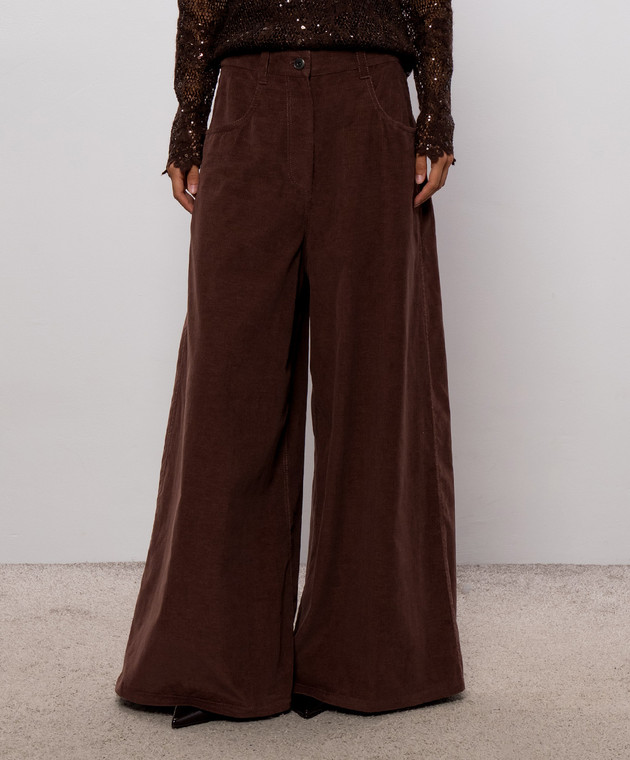 Brunello Cucinelli Коричневі вельветові палацо MB187P9266 зображення 3