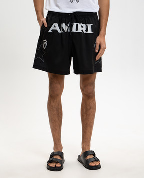 AMIRI Чорні шорти для плавання з принтом логотипа AMBOSW1003