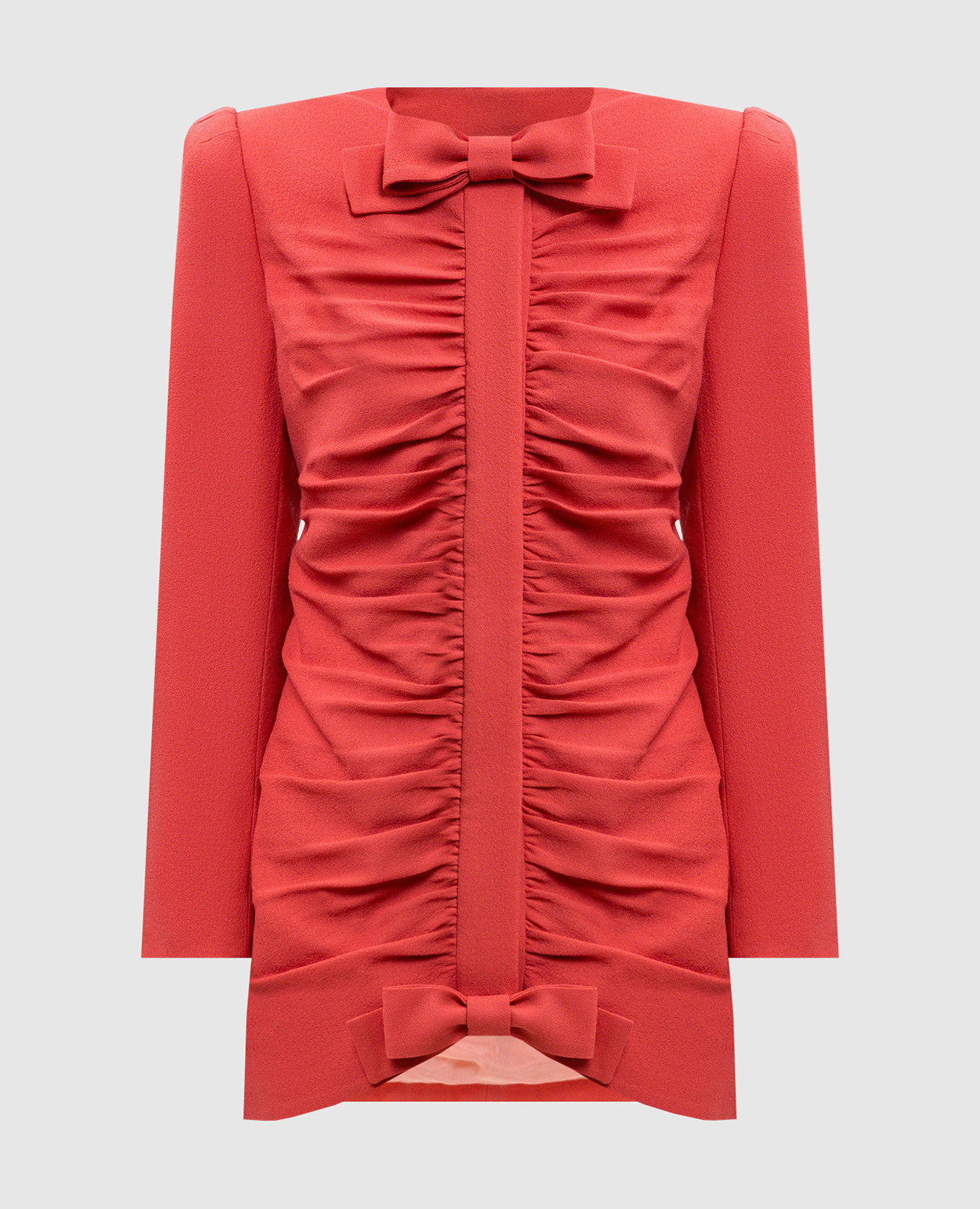 

Коралловый жакет из шерсти с драпировкой, Красный, Жакеты