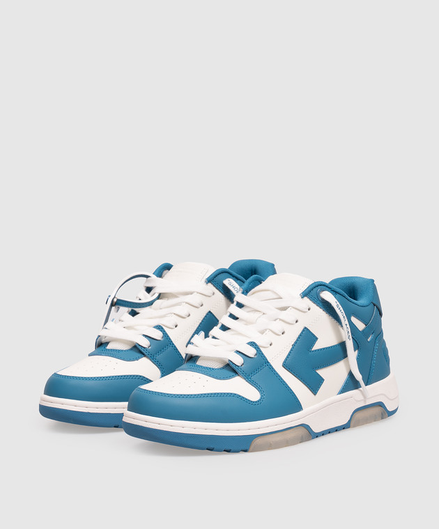 Off-White Синие кожаные кроссовки Out Of Office OF05724101 изображение 2