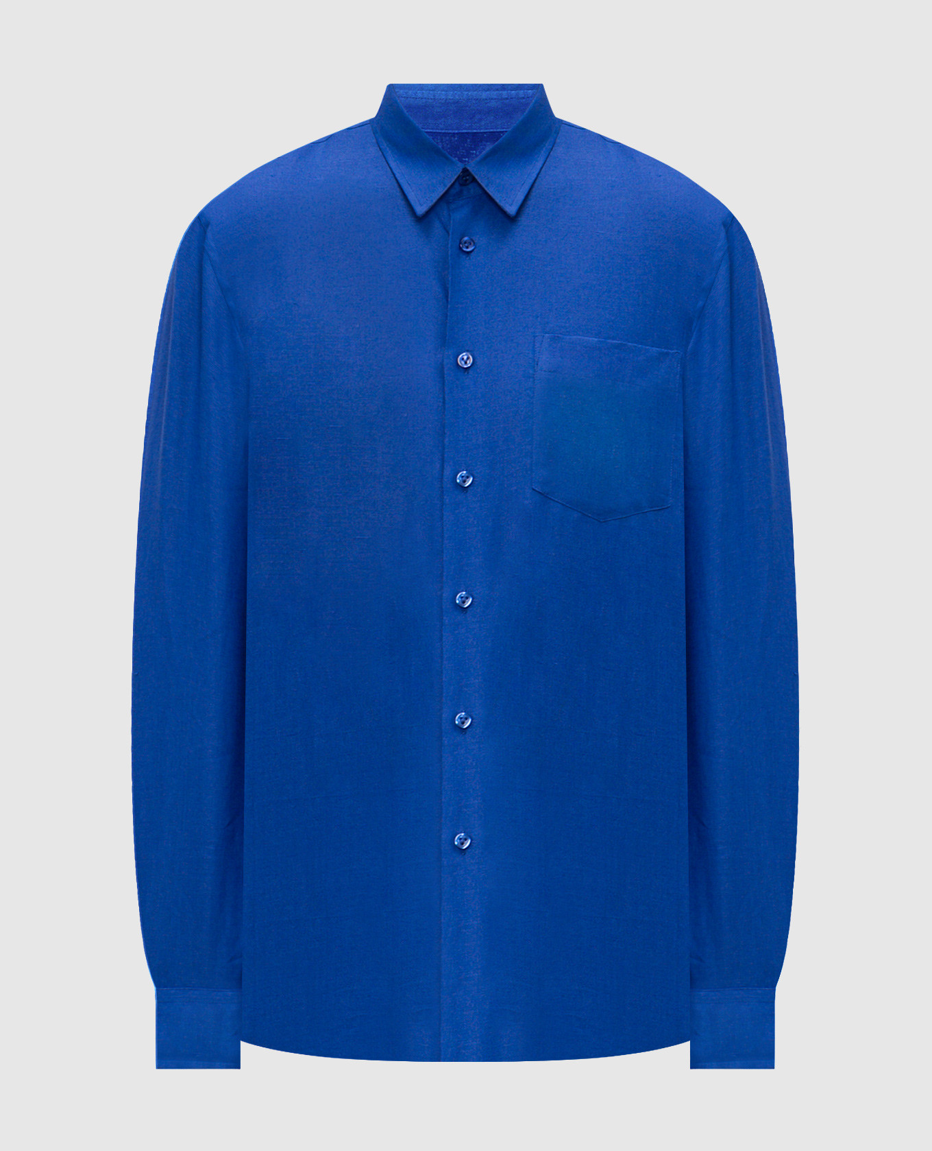 

Синяя рубашка из льна с вышивкой, Синий, Рубашки