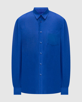 Vilebrequin Синя сорочка з льону з вишивкою CRSE3U01