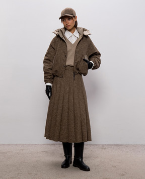 Brunello Cucinelli Коричневая юбка с шерстью MD002G4092