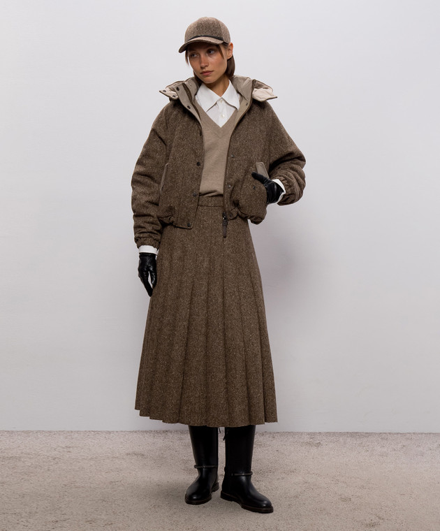Brunello Cucinelli Коричневая юбка с шерстью MD002G4092 изображение 2