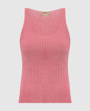 Twinset Розовый топ в рубчике с люрексом 261TP3041