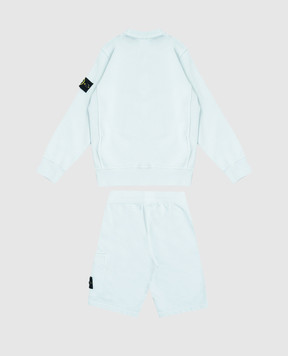 Stone Island Дитячий блакитний костюм зі світшота та шортів L1S166300001S004024