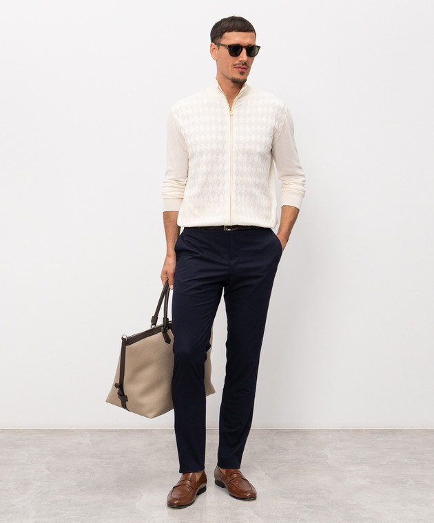 Stefano Ricci Кардиган кольору айворі із шовком у візерунок K414017R30F26268 зображення 2