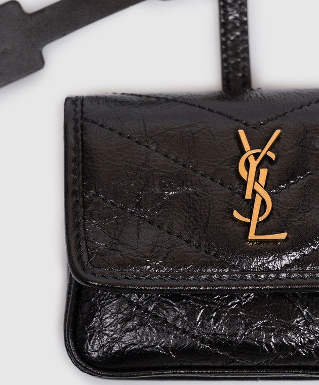 Saint Laurent Черный кожаный глянцевый чехол-брелок NIKI 8712130EN07 изображение 2