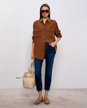 Twinset Сині укорочені джинси з патчем логотипа 261TP2690