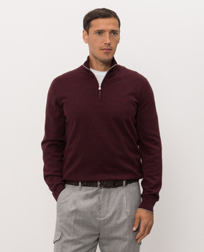 Brunello Cucinelli Бордовий джемпер з кашеміру M2200124