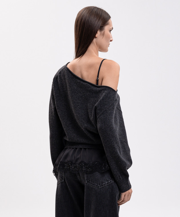 Alexander Wang Серый свитер с шерстью двойной конструкции 1KC4261103 изображение 4