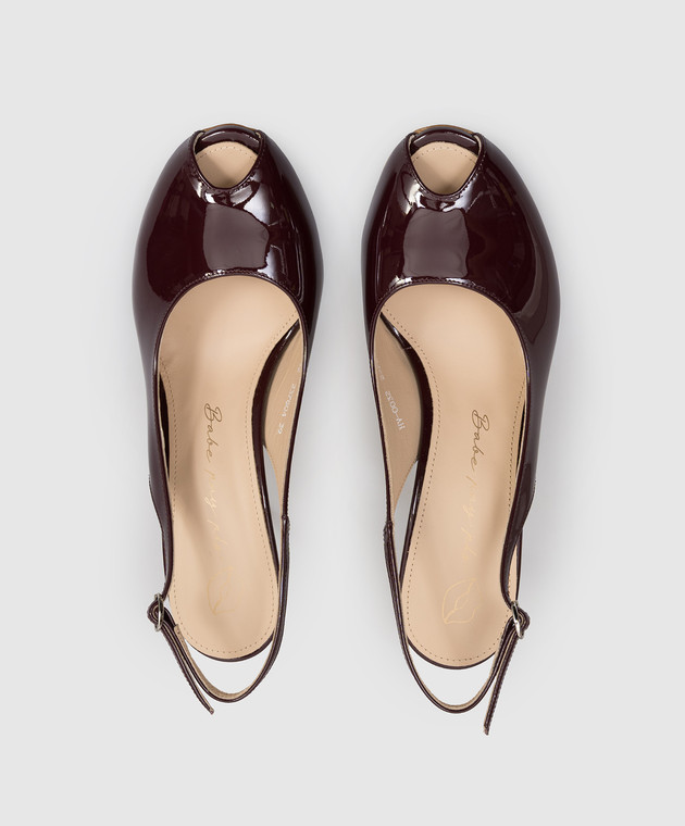 Babe Pay Pls Бордовые кожаные лакированные слингбеки 237804LA изображение 4