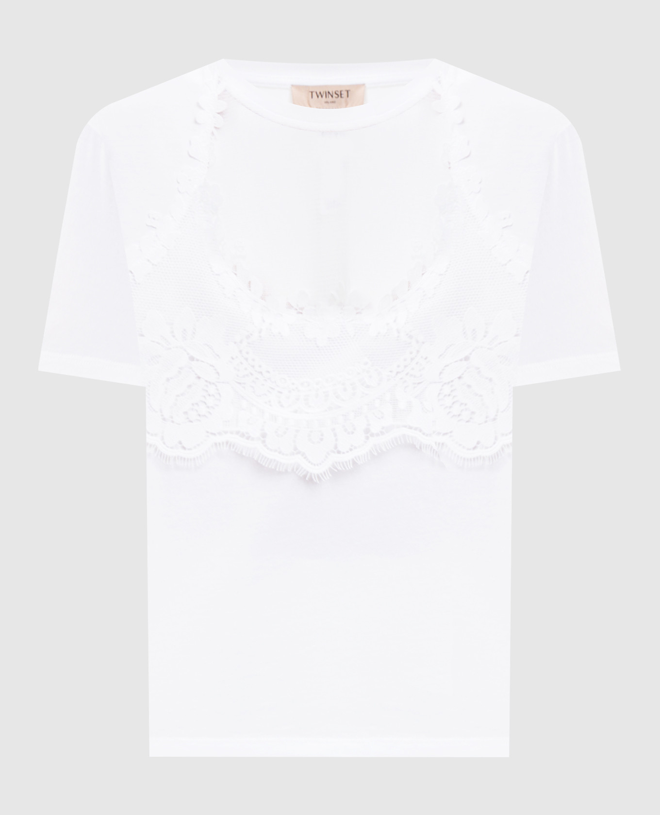 

Белая футболка с кружевом, Белый, Футболки