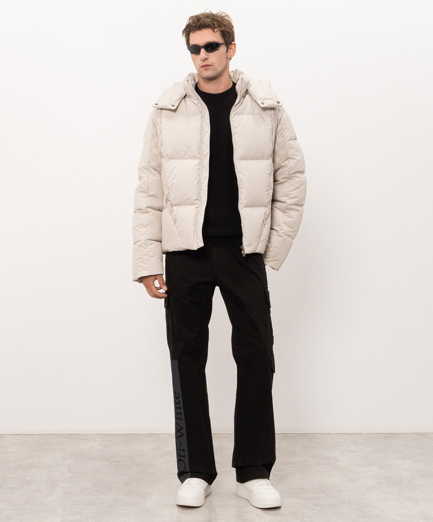 Off-White Бежевая куртка с принтом эмблемы 44MED06CF26F002 изображение 2