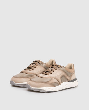 Santoni Коричневые замшевые кроссовки с логотипом MBIM22112BGRTSBB