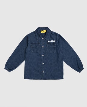 Off-White Дитяча синя джинсова сорочка з принтом логотипа 44BYD003F5D001