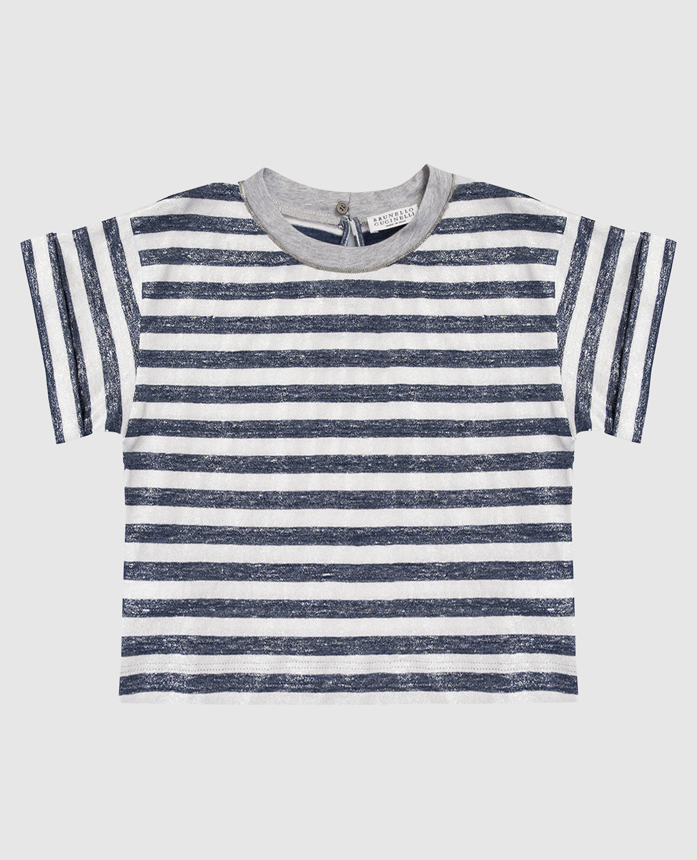 

Детская футболка в полоску с люрексом, Белый, Футболки