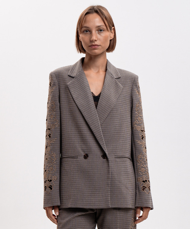 Twinset Коричневий двобортний жакет з вишивкою 262TP2630 зображення 3