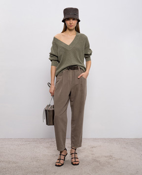 Brunello Cucinelli Зеленый пуловер с люексом MST263312