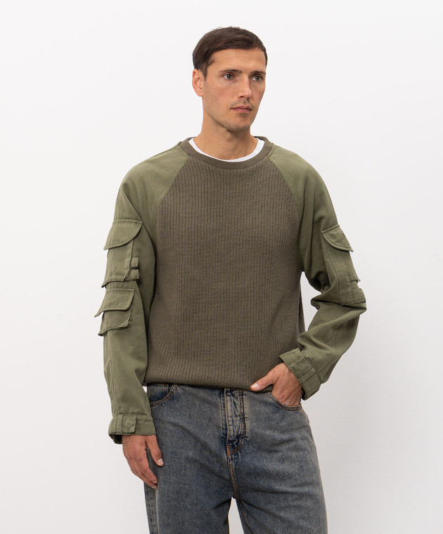 Balmain Свитер с шерстью цвета хаки HH1KD188KK29 изображение 3