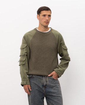 Balmain Свитер с шерстью цвета хаки HH1KD188KK29