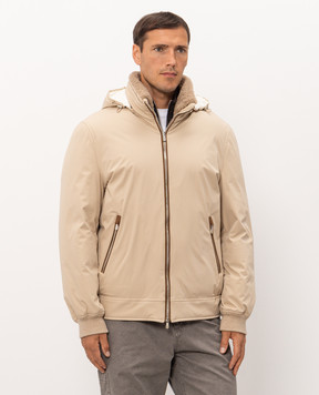 Brunello Cucinelli Бежевый пуховик с мехом MV4061606