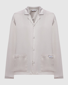 Maison Margiela MM6 Сіра блуза із шовком в піжамному стилі MJHH50050