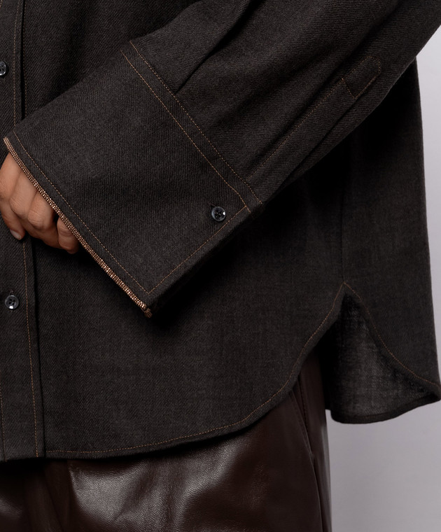 Brunello Cucinelli Коричневая рубашка из шерсти MP550M1M06 изображение 5
