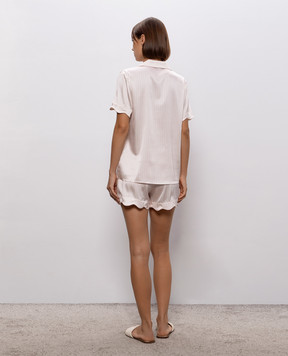 Dore & Rose Рожева піжама із шовку в смужку SCALLOPSILKSHORTSET