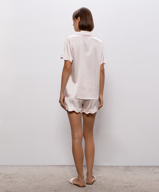 Dore & Rose Рожева піжама із шовку в смужку SCALLOPSILKSHORTSET зображення 3