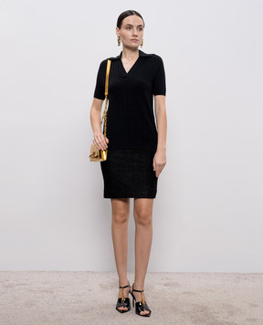 Balmain Черное поло из шерсти в узор GF1GB030KJ47