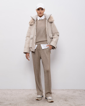Brunello Cucinelli Бежевые джогеры с люрексом MAZ260299
