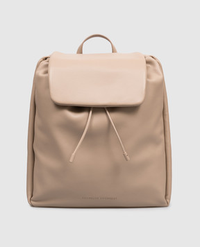 Brunello Cucinelli Бежевый кожаный рюкзак Mellow city MBGPD2662