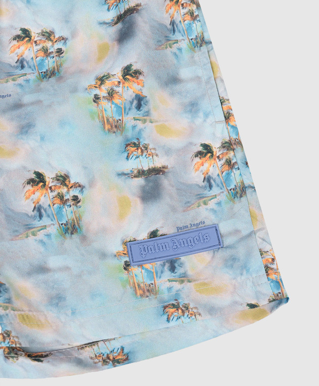 Palm Angels Блакитні шорти для плавання в принт PBFD001S26FAB001 зображення 3