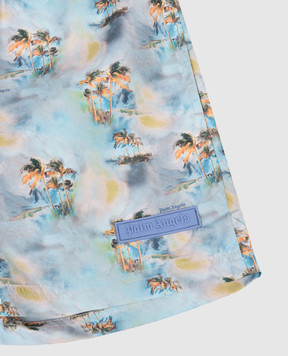 Palm Angels Блакитні шорти для плавання в принт PBFD001S26FAB001