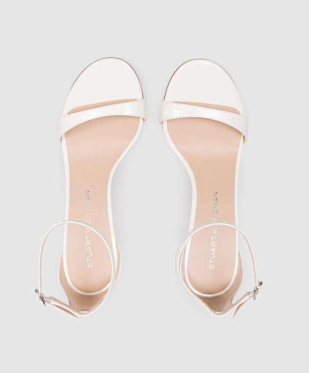 Stuart Weitzman Білі шкіряні лаковані босоніжки NUDIST SJ995 зображення 4