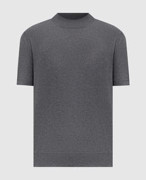 Brunello Cucinelli Сіра меланжева футболка із шовком MNB805404P