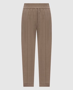 Brunello Cucinelli Коричневі штани з льоном MH126P7197