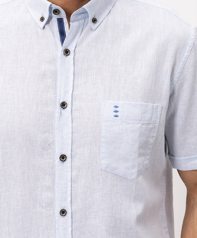 Florentino Блакитна сорочка з льоном 126729614818 зображення 5