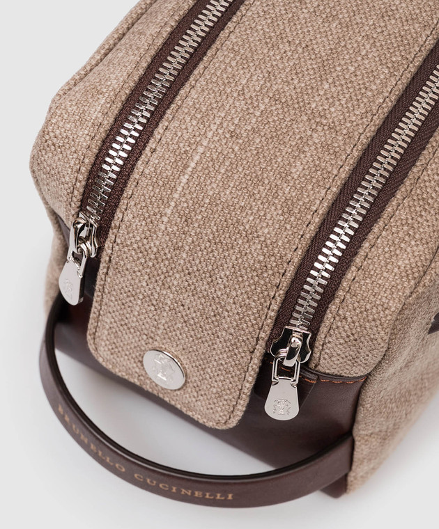 Brunello Cucinelli Коричневый несесер с льном с логотипом MWACBU334P изображение 3