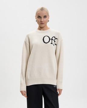 Off-White Белый свитер с шерстью с логотипом OFF OWHE10OF25KNI002