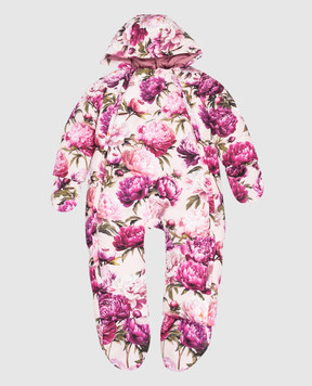 Dolce&Gabbana Детский розовый пуховой комбинезон в цветочный принт L2JO5KG7Q1M