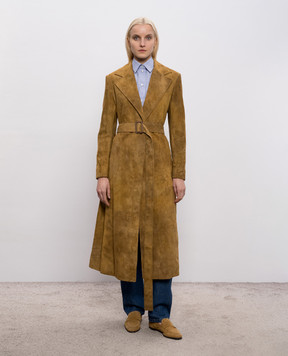 The Row Коричневе замшеве пальто на запах Raisa 10509L816